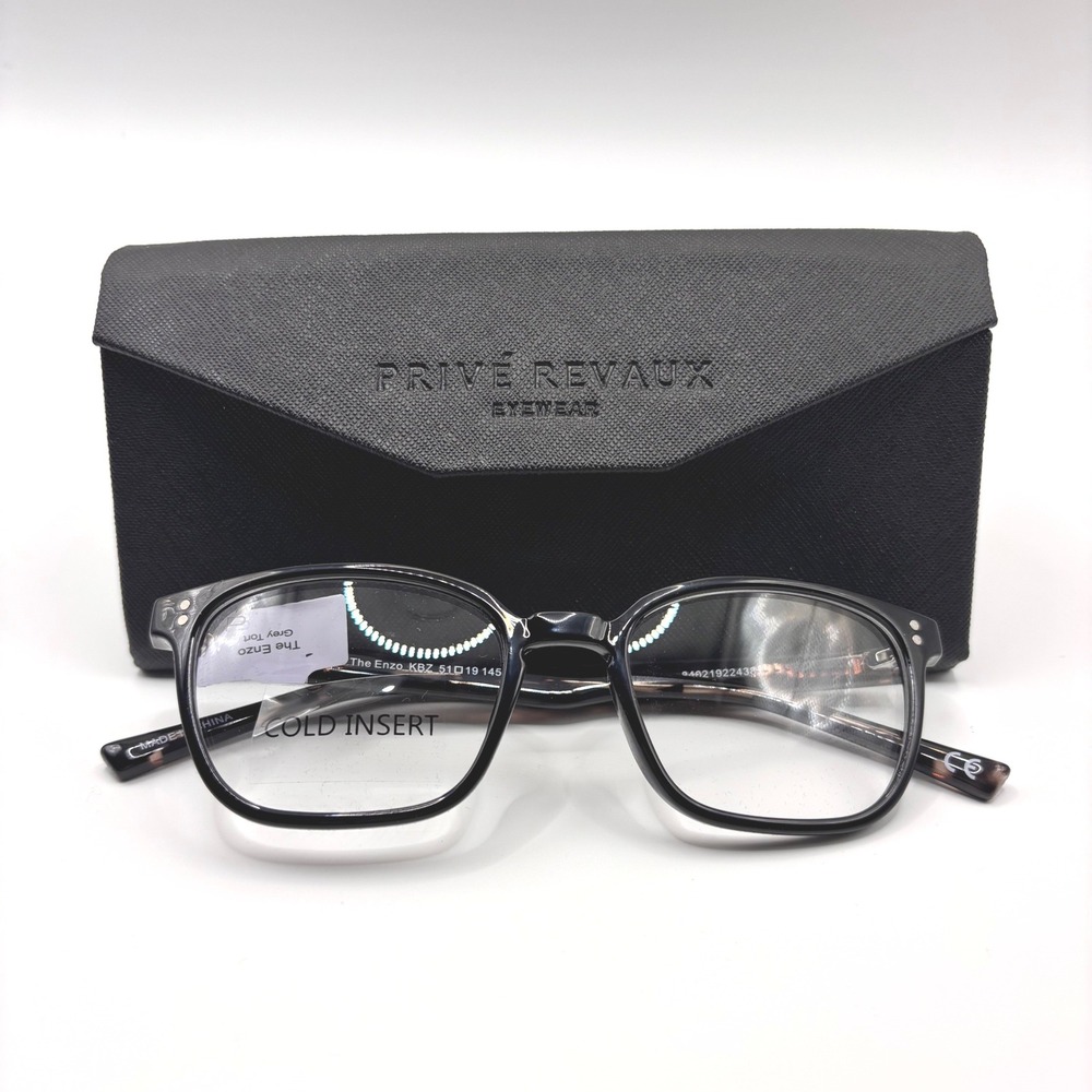 Prive Revaux The Enzo Eyeglasses 51-19-145 Grey Tortoise Square Academia Acetate